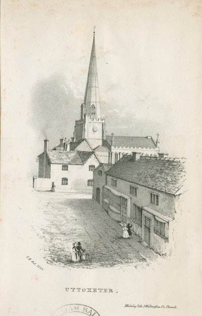 Iglesia de Uttoxeter - litografía de School English