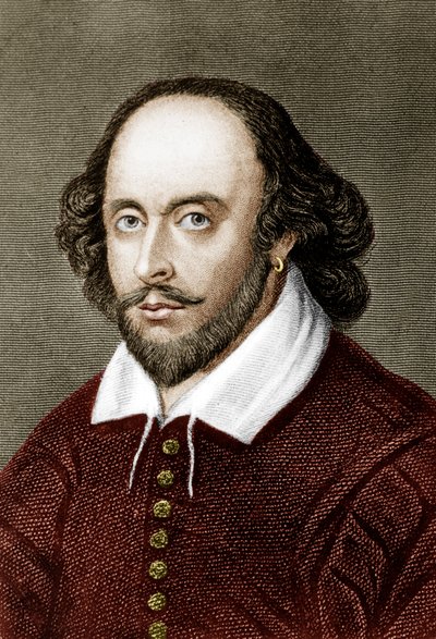William Shakespeare (grabado en color) de School English
