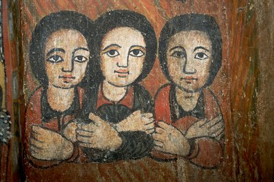 Detalle de pintura mural de School Ethiopian