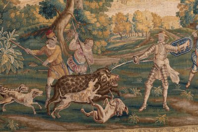 Escena de caza, Origen Oudenaarde (tapiz) de School Flemish