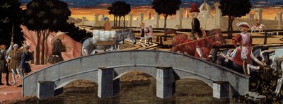 Pasajeros cruzando un puente. (detalle) de School Florentine