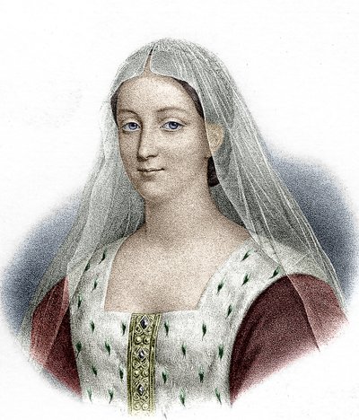 Agnes Sorel, amante del rey francés Carlos VII (grabado en color) de School French