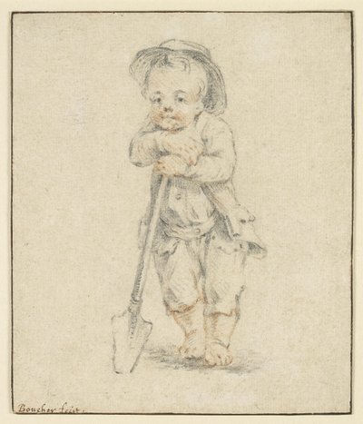 Niño apoyado en una pala de School French