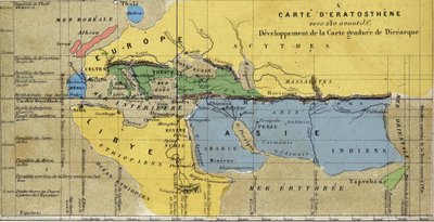 Mapa de Eratóstenes, astrónomo y geógrafo griego del siglo III a.C. 220 a.C. de School French