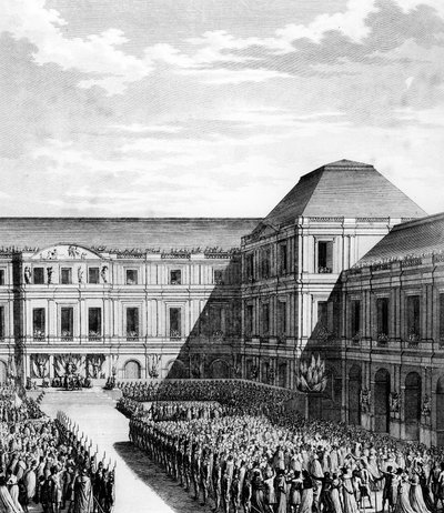 Fiesta dada por Napoleón I Bonaparte (1769-1821) en el Palais national du Directoire (Palais du Luxembourg) en París después del tratado de Campo Formio el 20 de frimaire Año VI (10 de diciembre de 1797). París, Biblioteca del Instituto de Historia de la R de School French