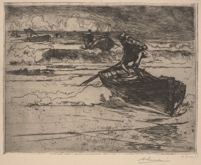 Pescadores huyendo de la tormenta de School French