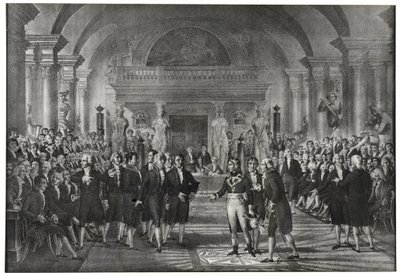 El general Bonaparte elegido el 25 de diciembre de 1797 en la sección de artes mecánicas de la sección de ciencias para reemplazar a Lazare Carnot en la academia de Ciencias en París de School French