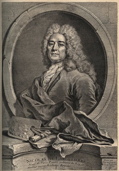 Retrato de Nicolas de Largillierre (Largillier) (1656-1746) pintor francés grabado por Dupuis después de la pintura de Gueuslain de School French