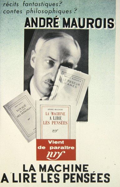 Póster publicitario de una novela de Andre Maurois, 