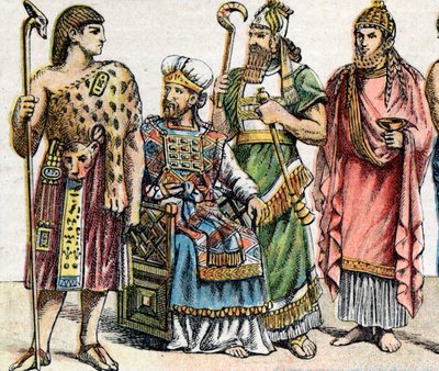 Trajes religiosos en la antigüedad (litografía a color) de School French