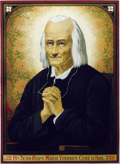 San Juan Bautista Vianney (litografía en color) de School French