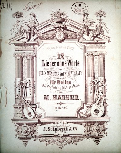 12 Lieder sin palabras acompañados en piano, por Felix Mendelssohn de School German