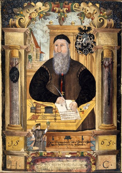 Añadir 15217 fol.1 Retrato de Jerome Coeler el Viejo (muerto en 1573) de una colección de memorias de la familia Coeler, Nuremberg de School German