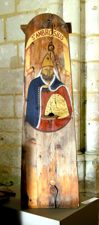 Colmena con una imagen de San Ambrosio de School German
