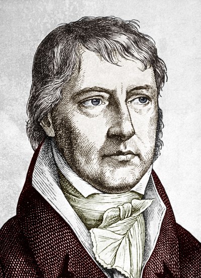 Georg Wilhelm Friedrich Hegel (grabado en color) de School German