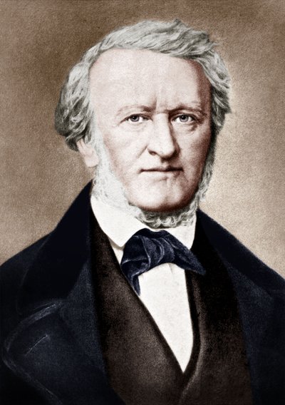 Richard Wagner (litografía en color) de School German