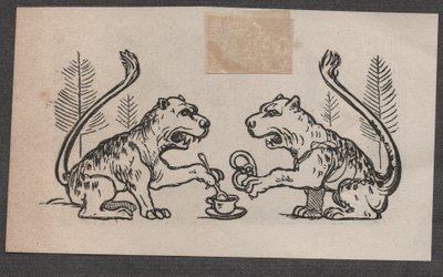 Dos leones beben té de School German