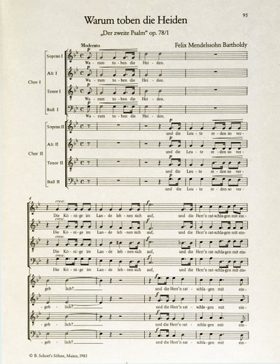 "Warum toben die Heiden" segundo salmo, op.38, por Felix Mendelssohn (litografía) de School German