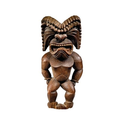 Figura hawaiana, estilo kona, que representa al dios de la guerra, ku ka ’ili moku, c.1780-1820 de School Hawaiian