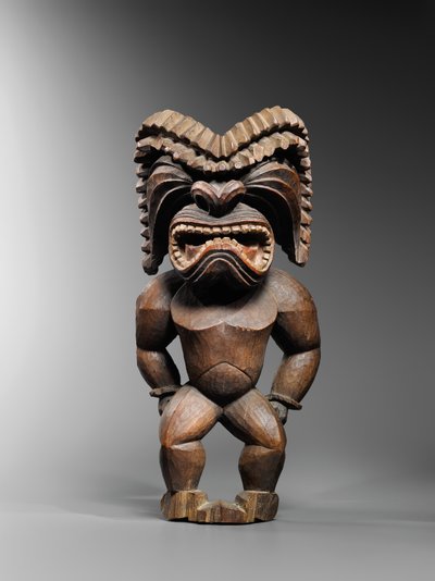 Figura hawaiana, estilo kona, que representa al dios de la guerra, ku ka ’ili moku, c.1780-1820 de School Hawaiian