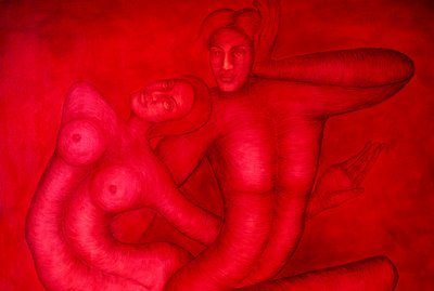 Pintura acrílica sobre lienzo Fusión de School Indian