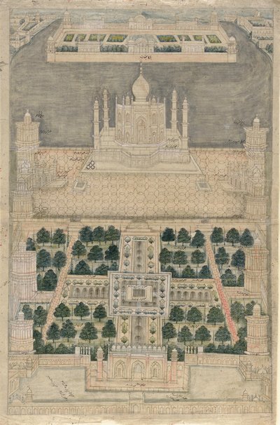 Vista aérea del Taj Mahal en Agra de School Indian