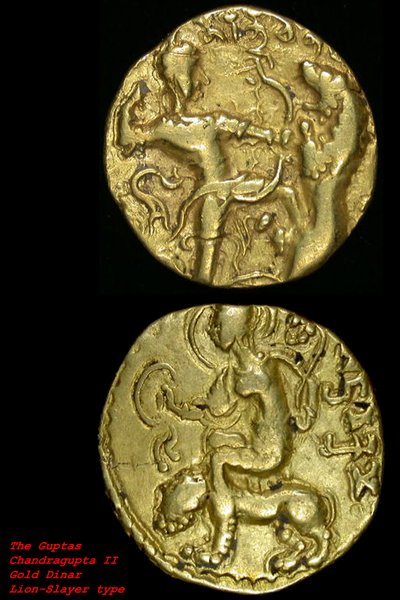 Monedas con leones, dinastía Maurya (oro) de School Indian