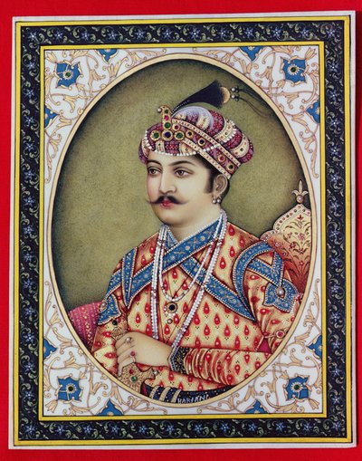 Emperador Muhammad Akbar (1542-1605) (gouache y acuarela sobre marfil) de School Indian