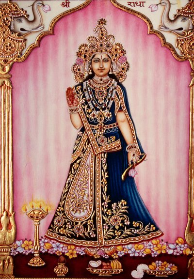 Diosa Radha Pintura en miniatura sobre marfil de School Indian