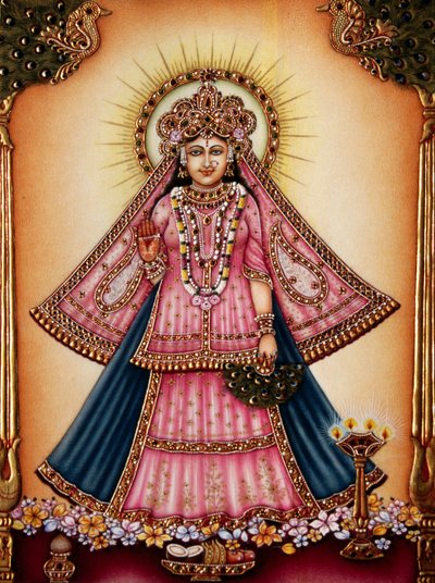 Diosa Radha Pintura en miniatura sobre marfil de School Indian