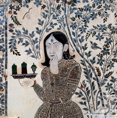 Incrustación decorada con una figura de sirviente, palacio de Sawai Jai Singh II (1699-1744) de School Indian