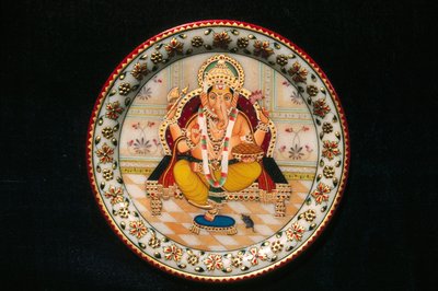 Lord Ganesh Ganpati Pintura en miniatura sobre papel de School Indian