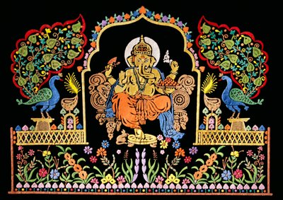 Lord Ganesha Ganpati bordado en terciopelo de School Indian