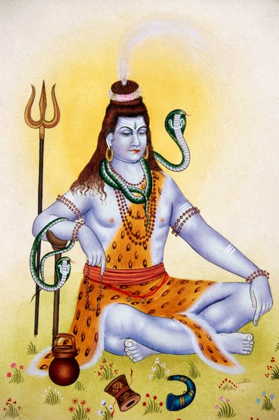 Señor Shiva Shanker Pintura en miniatura sobre papel de School Indian