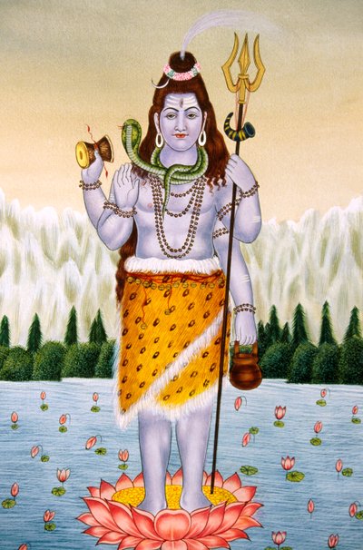 Señor Shiva Shanker Pintura en miniatura sobre papel de School Indian