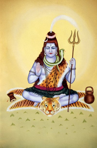 Señor Shiva Shanker Pintura en miniatura sobre papel de School Indian