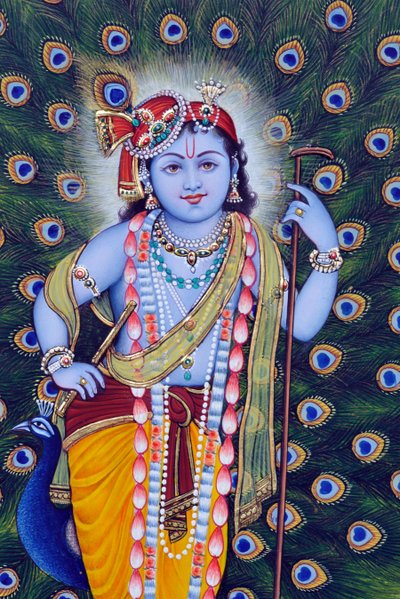Pintura en miniatura de Bal Krishna de School Indian