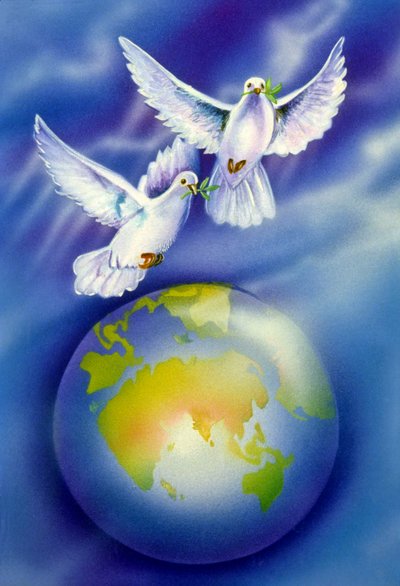 Pintura en miniatura de palomas, amantes, símbolo de paz de School Indian