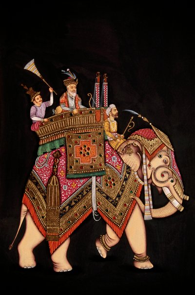 Pintura en miniatura del emperador Shah Jahan sobre papel de School Indian