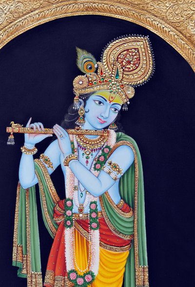 Pintura en miniatura de Dios Krishna de School Indian