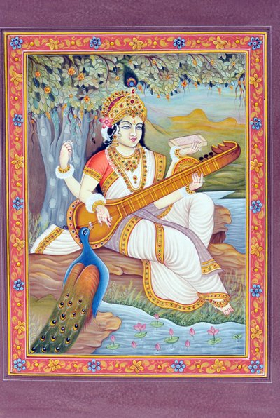 Pintura en miniatura de la diosa Saraswati de School Indian