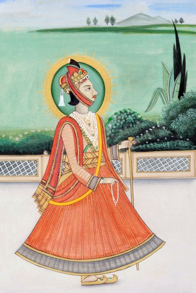 Pintura en miniatura del Maharajá Sawai Jai Singh Tercero, Jaipur de School Indian