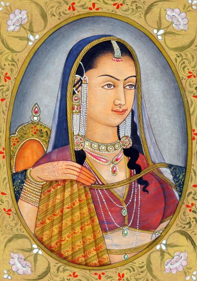 Pintura en miniatura de la reina mogola Jodha Bai India Asia de School Indian