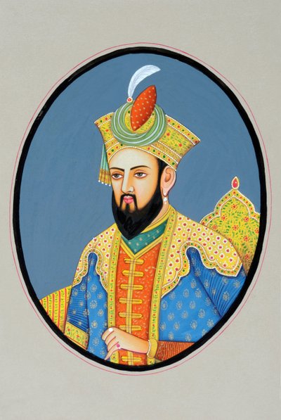 Pintura en miniatura del emperador mogol Babur de School Indian