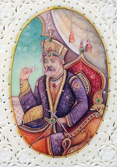 Pintura en miniatura del emperador mogol Bahadur Shah Zafar de School Indian