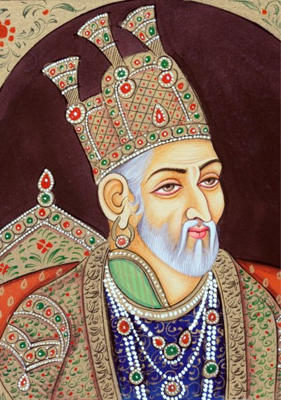 Pintura en miniatura del emperador mogol Bahadur Shah Zafar de School Indian