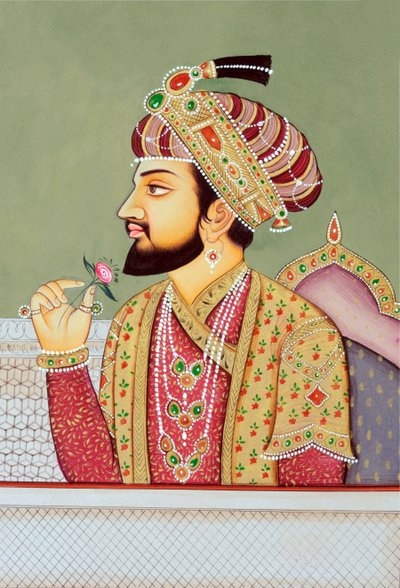 Pintura en miniatura del emperador mogol Shah Jahan de School Indian