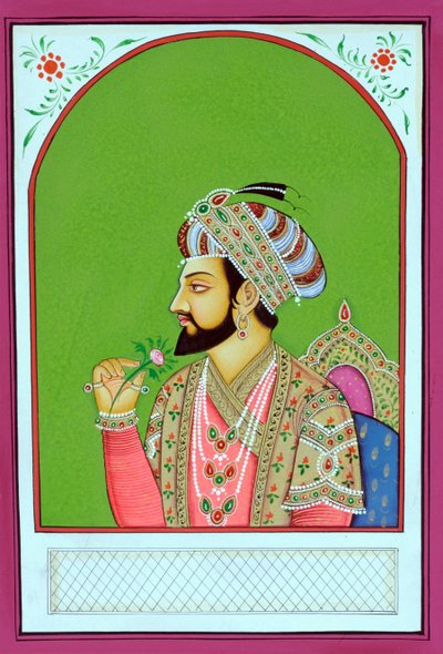 Pintura en miniatura del emperador mogol Shah Jahan de School Indian