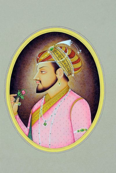 Pintura en miniatura del emperador mogol Shah Jahan de School Indian