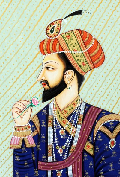 Pintura en miniatura del emperador mogol Shah Jahan de School Indian